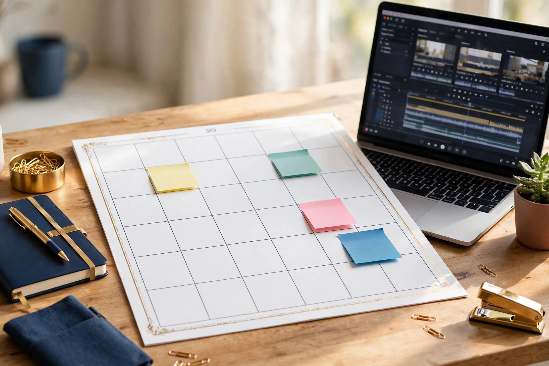 30-day AI video side hustle roadmap calendar with weekly milestones